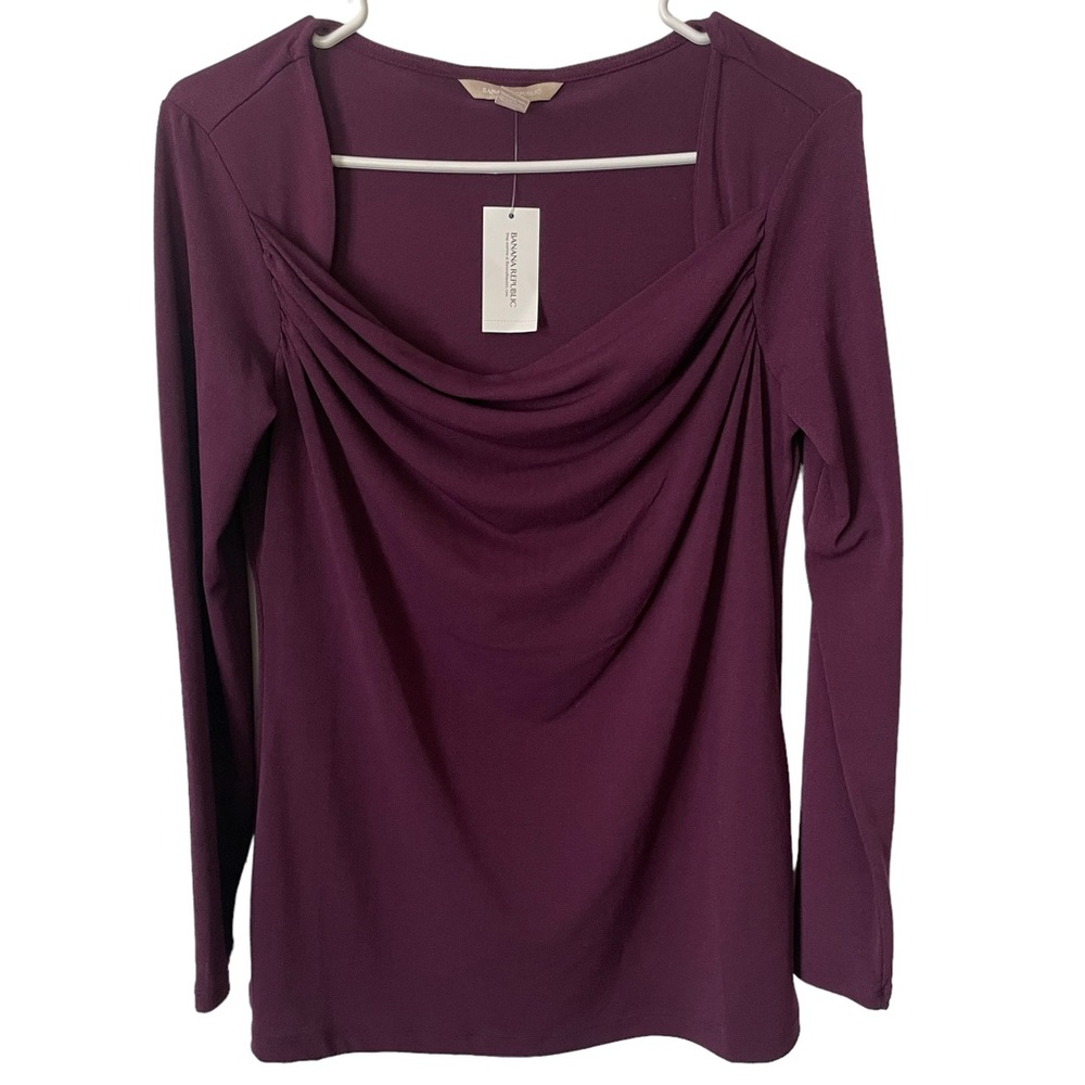 Banana Republic Women’s Plum Square Cowl Neck Flowy Blouse, Size S, NWT!